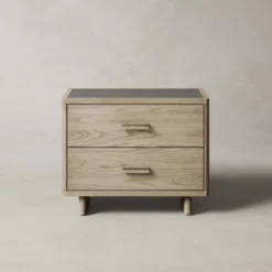 The Clinton 2-Drawer Nightstand 15 The Clinton 2-Drawer Nightstand -Venetian Store clinton 2 drawer nightstand greywash ash with pebbled leather ash2.0 scaled