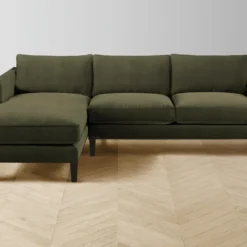 The Crosby Sectional - Performance Velvet Olive -Venetian Store crosby chaise sectional performance velvet olive charcoal l2.0 scaled