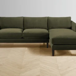 The Crosby Sectional - Performance Velvet Olive -Venetian Store crosby chaise sectional performance velvet olive charcoal r2.0 scaled