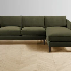 The Crosby Sectional - Performance Velvet Olive -Venetian Store crosby chaise sectional performance velvet olive coffee r2.0 scaled