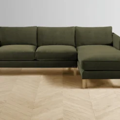 The Crosby Sectional - Performance Velvet Olive -Venetian Store crosby chaise sectional performance velvet olive driftwood r2.0 scaled