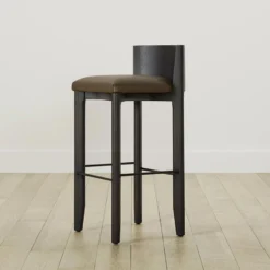 The Delancey Bar & Counter Stool - Pebbled Leather Truffle