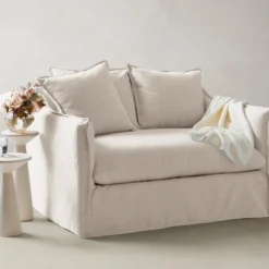 The Dune Chair-and-a-Half - Performance Linen Weave Flour