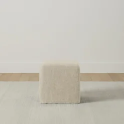 The Franklin Ottoman - Heritage Belgian Linen Alder