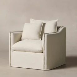 The Dune Swivel Chair - Heritage Belgian Linen Alder