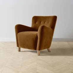 The Perry Chair - Mohair Brown Sugar -Venetian Store perry chair mohair brown sugar pecan2.0 scaled