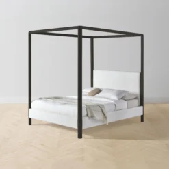 The Thompson Canopy Bed - Performance Bouclé Polar -Venetian Store thompson canopy bed performance boucl polar charcoal2.0 fade8287 1136 4d0f b7f1 d5a3cf404fd0 scaled