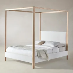 The Thompson Canopy Bed - Performance Bouclé Polar