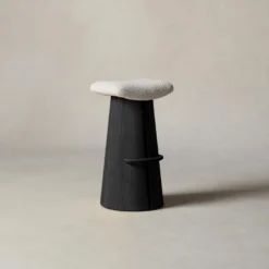 The Weston Bar & Counter Stool - Italian Bouclé Fossil -Venetian Store weston bar and counter stool italian boucl fossil blackened oak2.0 scaled