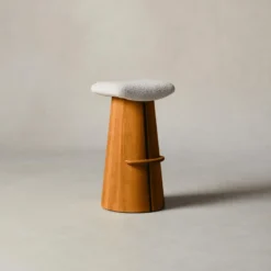 The Weston Bar & Counter Stool - Italian Bouclé Fossil -Venetian Store weston bar and counter stool italian boucl fossil golden oiled oak2.0 scaled